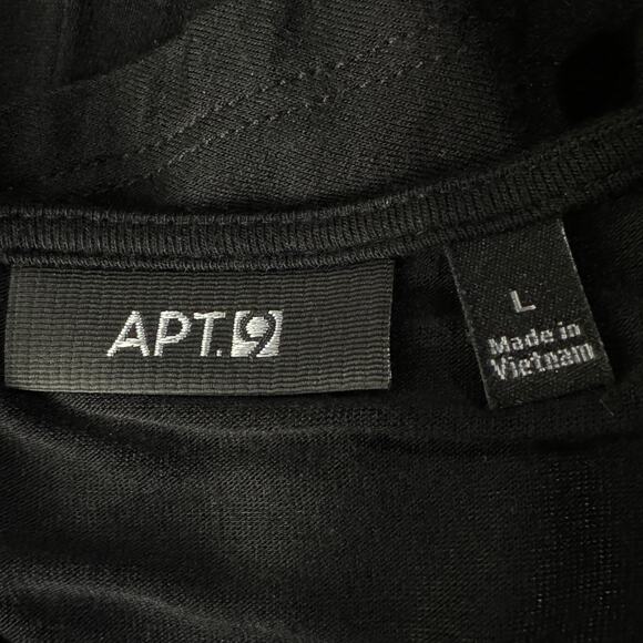 APT 9 Large Top Floral Embroidered 3/4 Bell Sleeves Stretch Wide Neckline Black - Picture 7 of 9